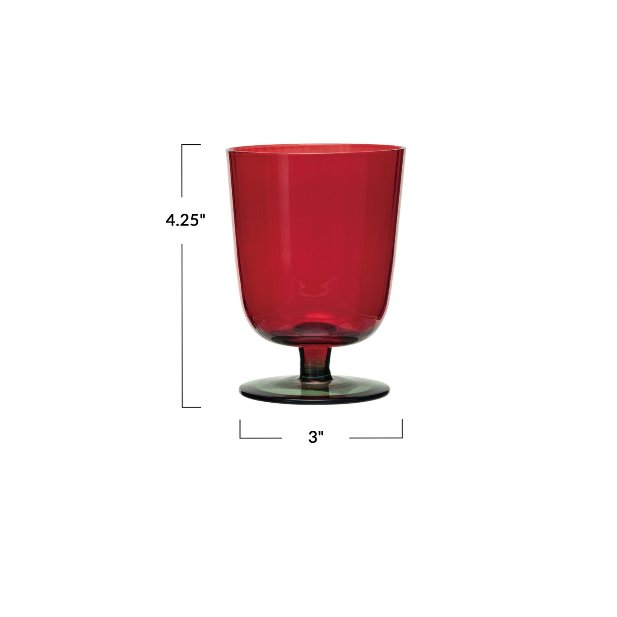 Hello Honey® 8oz. Red & Green Fluted Drinking Glass with Stem